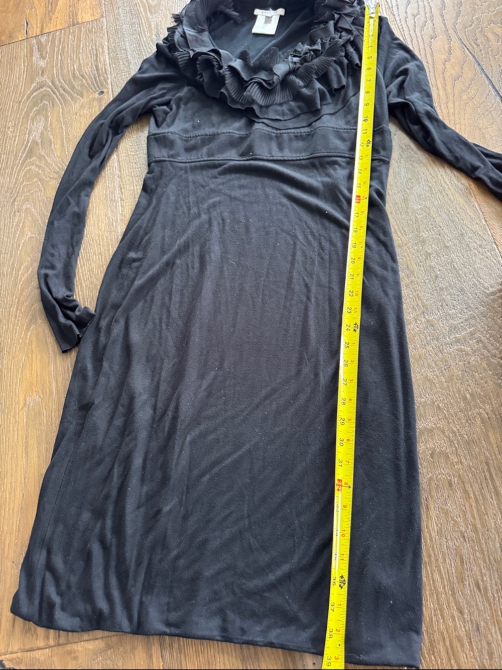 Givenchy Black Long Sleeve Ruffle-Neck Dress - Picture 6 of 6